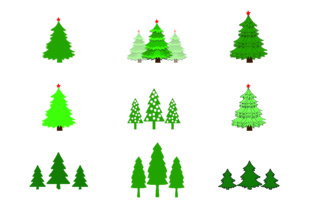 Christmas 9 Trees Bundle: Perfect Graphics for Print Templates
