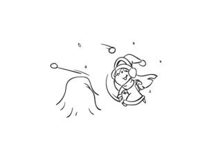 Cute Girl Christmas Illustration for Embroidery