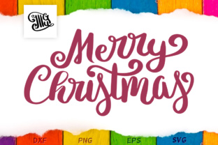 Perfect for Crafts: Merry Christmas - Hand Lettered - Winter Graphics