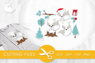 White Christmas Foxes: A Festive Graphics Asset for Crafts
